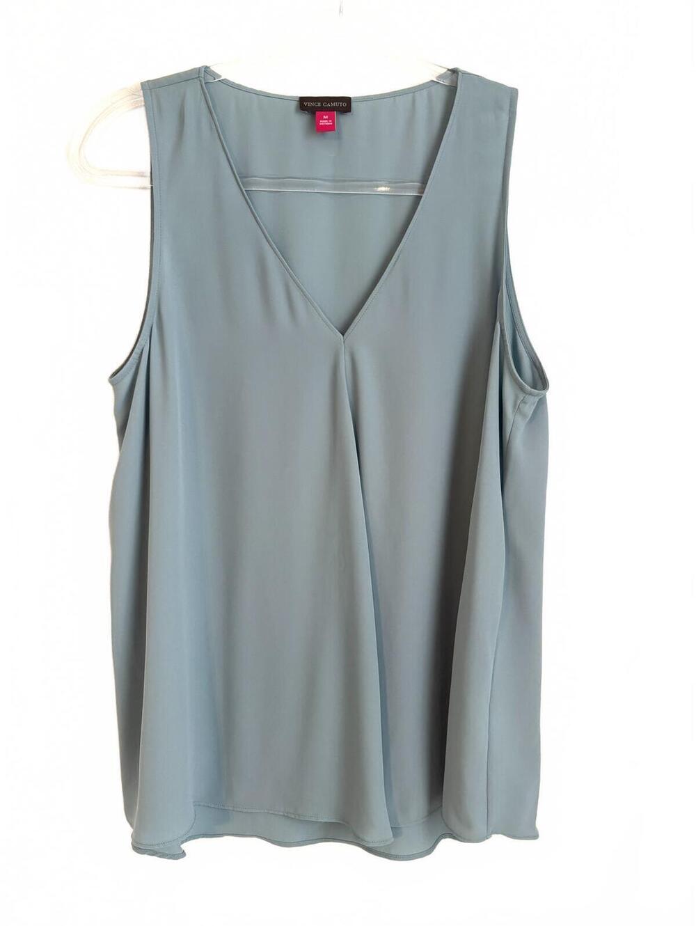 Vince Camuto | Dusty Teal Blue Sleeveless Thin V Neck Blouse Size‎ M